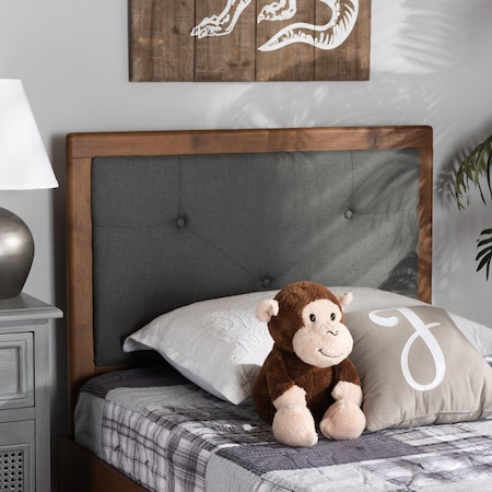 Baxton Studio Abner Transitional Dark Grey Fabric Upholstered and Walnut Brown Finished Wood Headboard-Twin 191-11526-ZORO